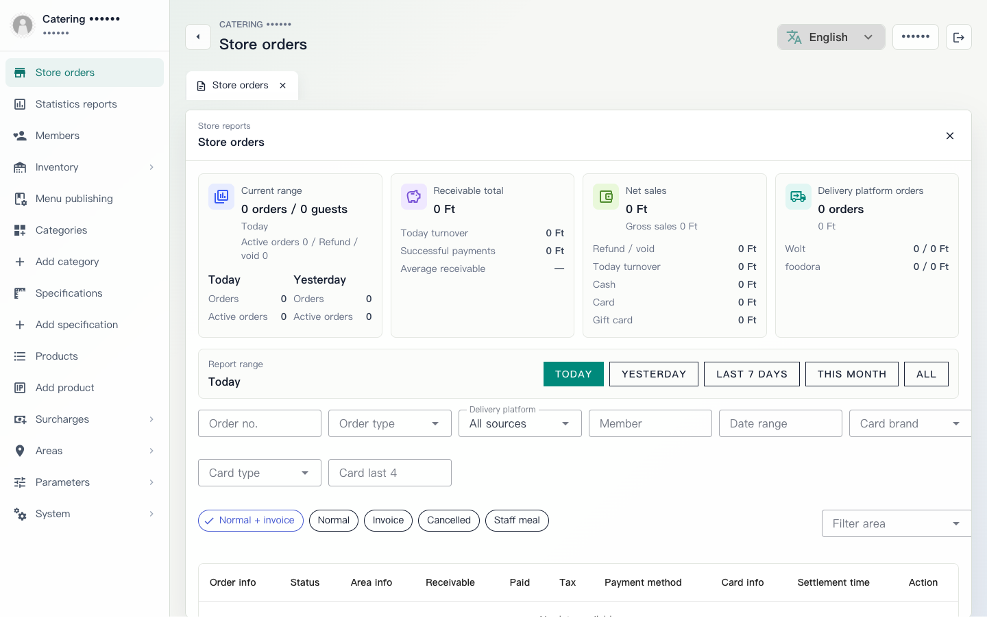 Back-office store order lookup and stats