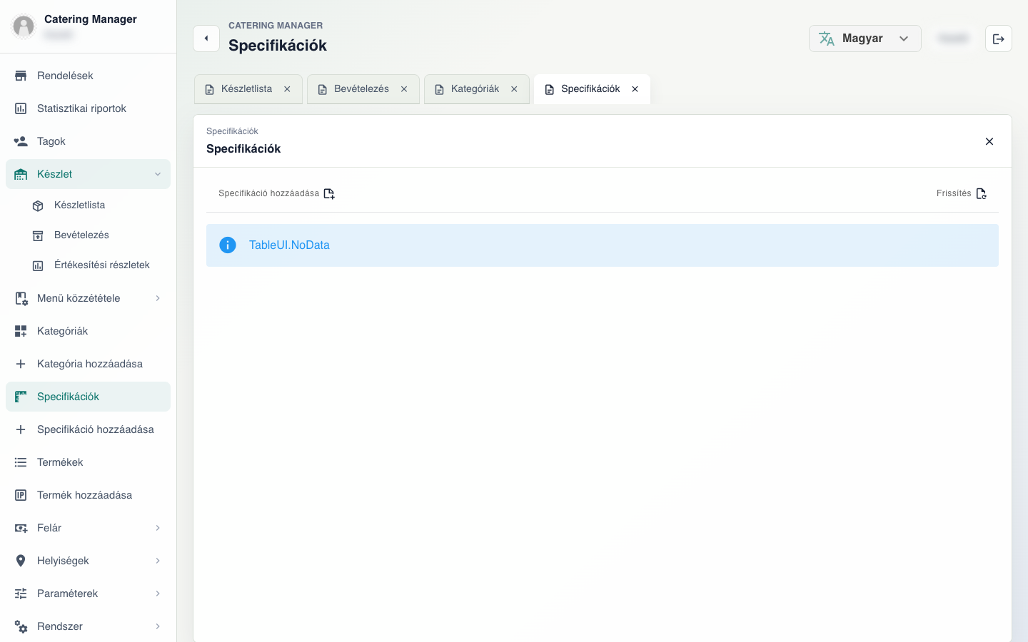 Specifikációk